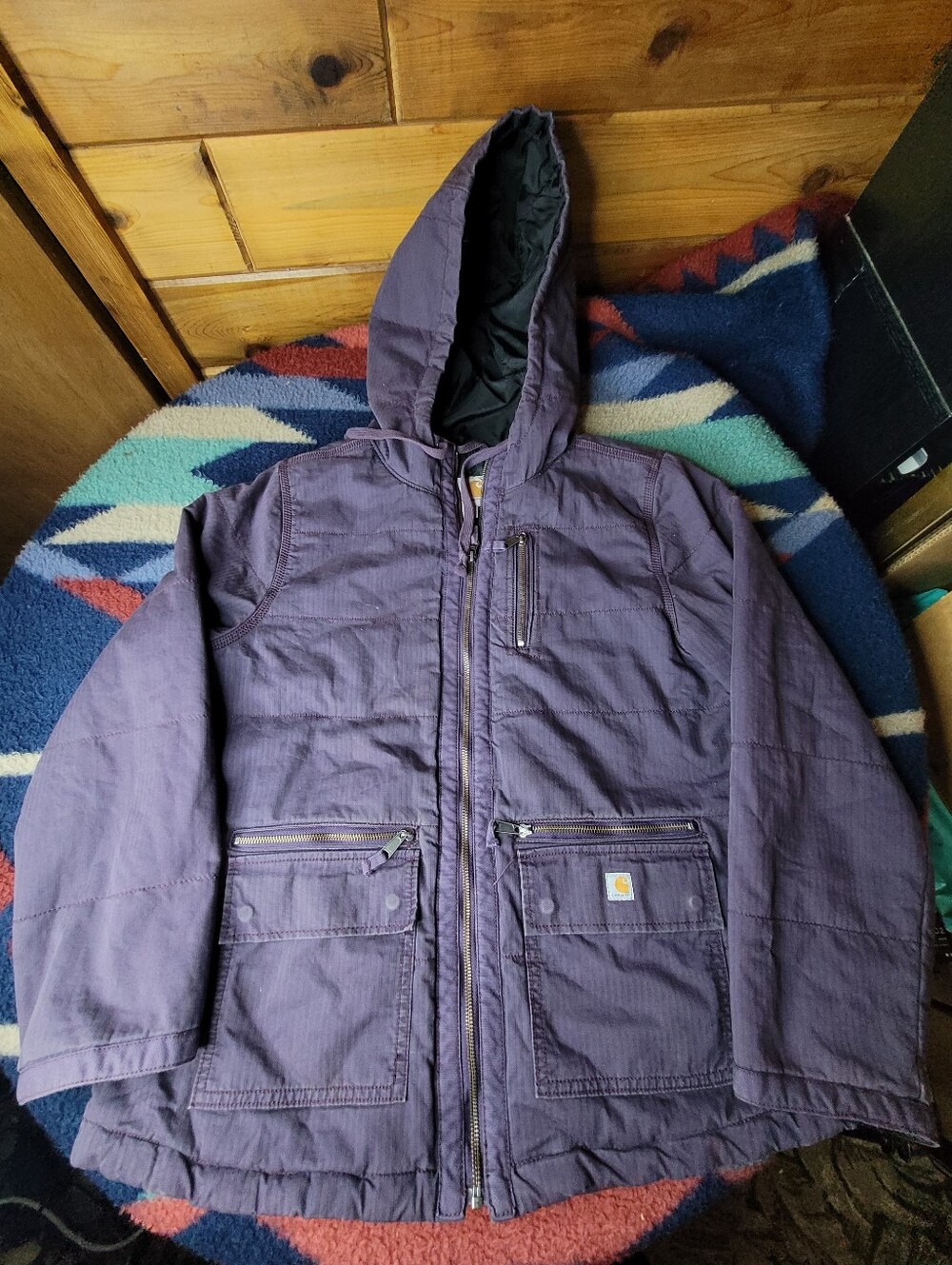 Carhartt Gallatin Hooded Jacket Womens Large (12/14) Quilt Lined Purple 100667